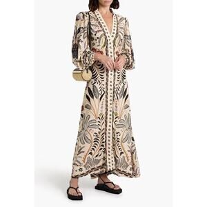 FARM Rio | Dresses | Farm Rio Longsleeve Vneck Jacquard Maxi Dress |  Poshmark